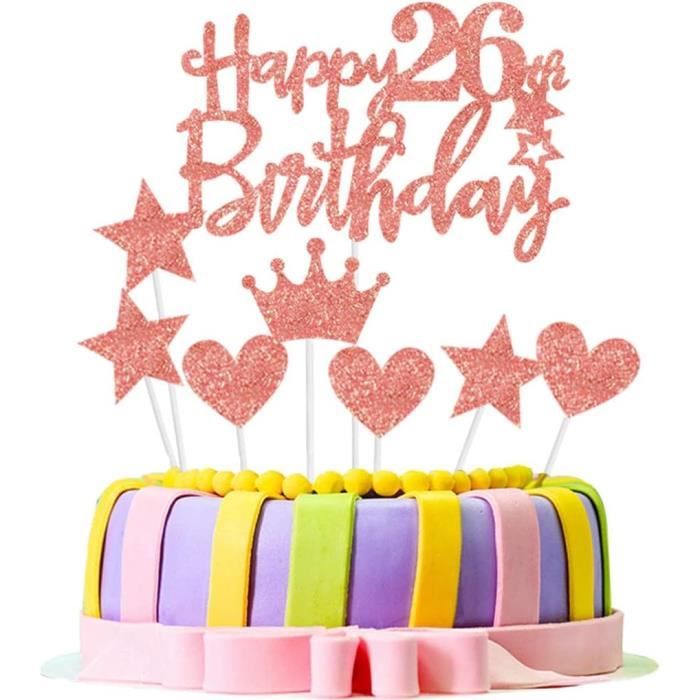 Ohaoduo - Décoration Anniversaire 26 Ans Femme - Ballons Rouge 32 Pouces Numéro 26 - Guirlande Happy Birthday - 22 Pièces - Gâteau Set - Thème Rouge Et Or