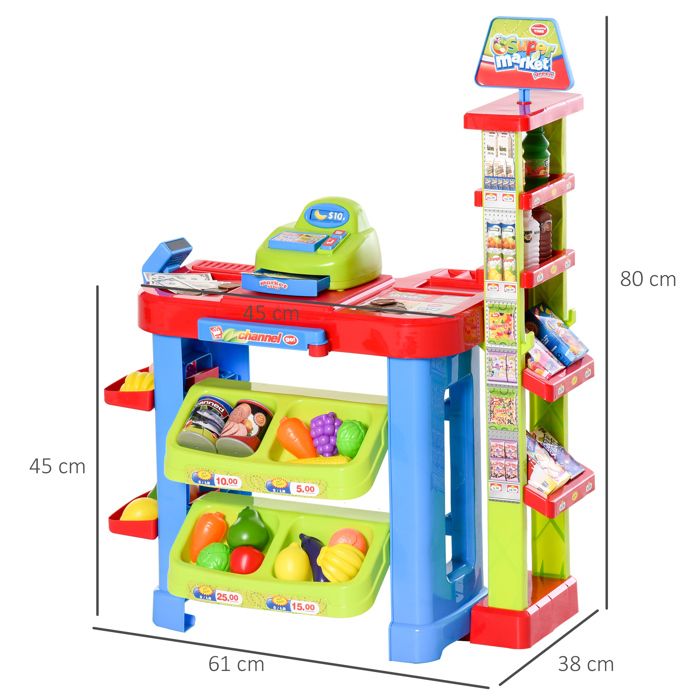 Jeu D'Imitation Leomark - Marchande En Bois 117cm Avec Accessoires