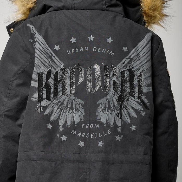 Veste Kaporal Femme Taille M - Laine Et Acrylique Noire - Capuche Et Ceinture - Occasion Très Bon état