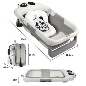 Baignoire Bébé Funny Farm XXL 100 Cm - Avec Support, Siège De Bain, Tuyau D'écoulement Et Gant