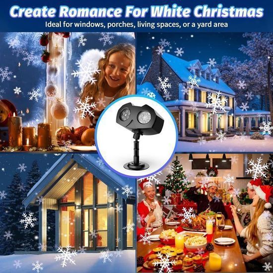 Projecteur Noël Extérieur LED Flocons De Neige - Lampe Projecteur Étanche IP65 Pour Décoration Intérieure Extérieure