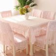 A 90x90cm -Nappe de Table brodée en dentelle rose, couverture de chaise, rectangulaire, Style Rural, jupe-0