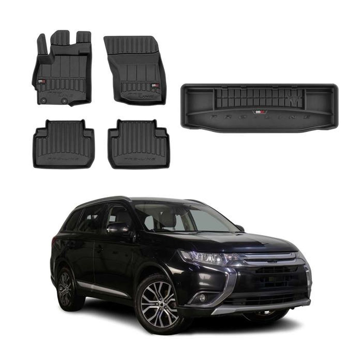 Tapis de Sol pour Mitsubishi Outlander 2014-2020 Noir Caoutchouc