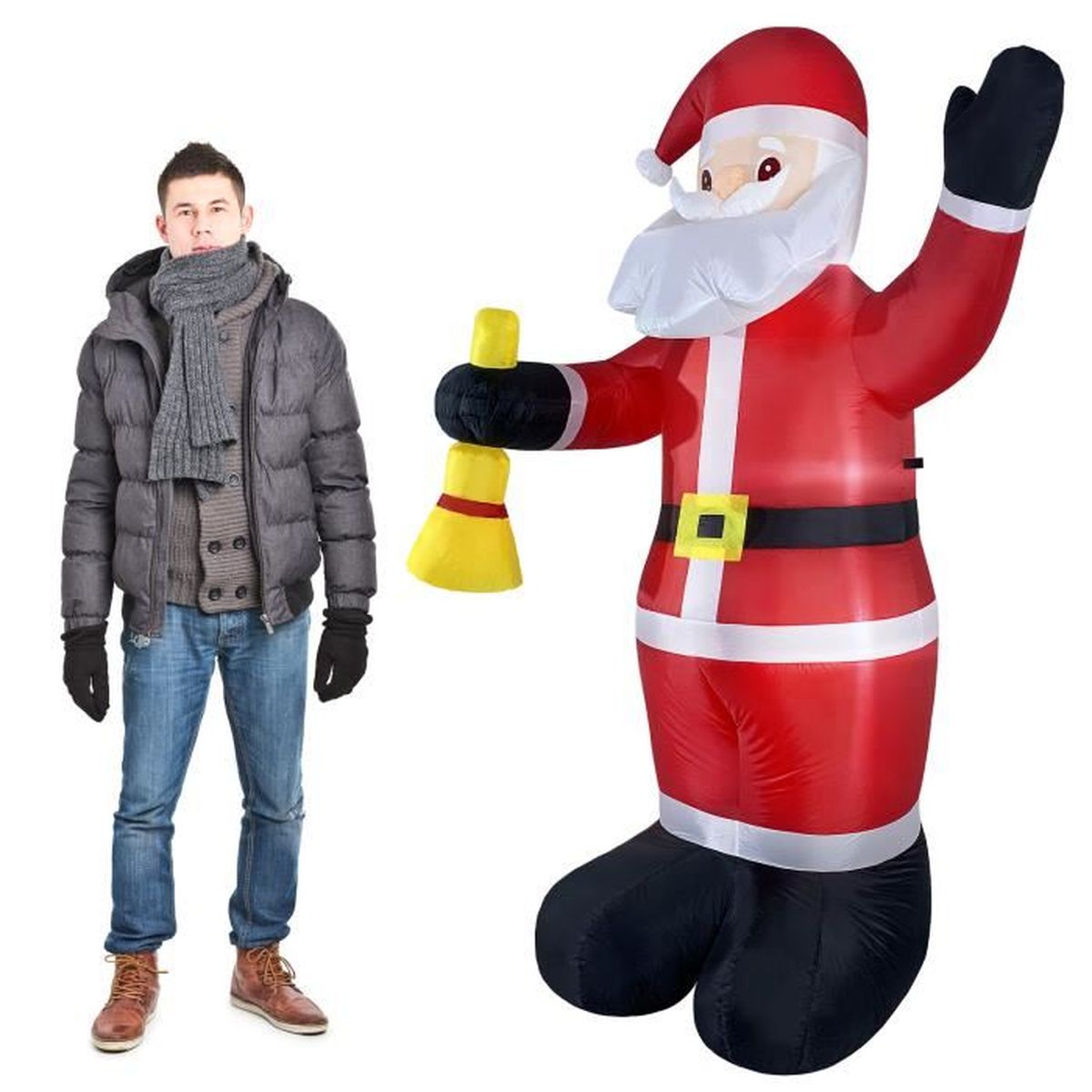 Père Noël gonflable géant de 6 m de qualité supérieure sortant de la cheminée, décoration de