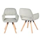 MEUBLES COSY Lot de 2 fauteuils de salle à manger scandinaves pivotantes en velours côtelé gris avec accoudoirs - CROMWELL