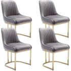 WAHSON OFFICE CHAIRS Wahson Chaise Salle à Manger Lot de 4 Chaise de Salle à Manger en Velours, Chaise de Cuisine avec Pied Doré et Coussin Épais, Gris