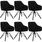 WOLTU 6x Chaise Salle à Manger Pivotante, Chaise Cuisine Scandinave en Velours, Ergonomique, Pieds en Métal, Noir W0ATT0184-6