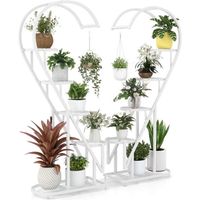 Supports pour Plantes en Métal-Crochet, Étagère à Fleurs Porte Plantes en Forme de Demi-cœur - COSTWAY