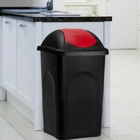 Poubelle 60 litres - Avec couvercle - Collecteur de déchets - Noir/rouge