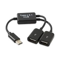 Type C Otg Usb 3.1 Male A Double 2.0 Femelle Otg Charge Hub 2 Ports Cable Y Separateur