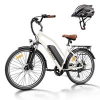 Vélo électrique 26" YOLOWAY - 519W 36V 12.5Ah VTT Électrique -Blanc-Shimano 7 vitesses - Batterie Amovible - E BIKE + Casque Gratuit