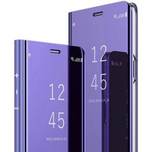 COQUE - BUMPER Coque Samsung Galaxy S21, Violet Translucide Miroir Clear View Brillant Cuir Silicone Souple Ultra-mince Léger Antichoc