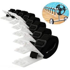 Aicharynic Lot De 8 Bandes De Fixation Pour Film Solaire De Piscine - Bandes De Fixation Et Pinces - Enrouleur De Piscine Mobile - Film Solaire Pour Système D'enroulement Mobile - Pour