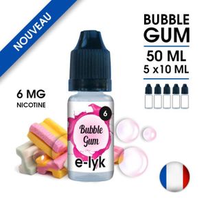LIQUIDE E-liquide saveur Bubble Gum 50 ml en 6 mg de nicot