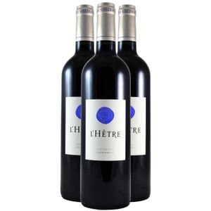 VIN ROUGE L'Hêtre Rouge 2019 - Bio - Lot de 3x75cl - Thienpont Vins Fins - Vin Rouge de Bordeaux - Appellation AOC Côtes de Bordeaux