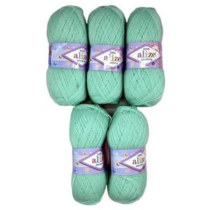 Hobby YARN Alize Happy Baby Lot de 5 pelotes de laine turque de qualité - 5  x 100 g - En acrylique - Laine à tricoter légère - Couleur pastel - Pour