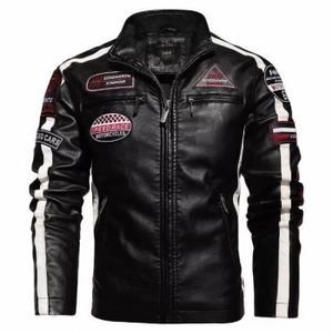 Blouson de moto Hommes Vintage moto veste 2022 hommes mode nouveau motard en cuir veste mâle broderie Bomber manteau hiver polaire Pu pardessus