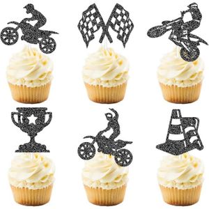 Figurine décor gâteau Lot De 24 Décorations De Cupcake Pour Moto Et Course De Moto - Pour Enfants Garçons Et Filles - Pour Anniversaire[u9994]