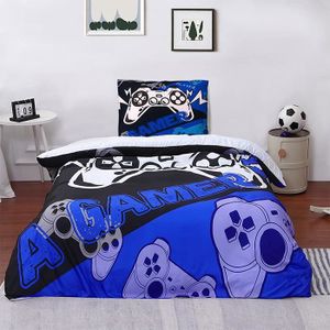 15€12 sur Housse de couette 200x200cm - Parure de lit Gamepad -adolescents  et enfants - Gamer Console Jeu vidéo - 2 taies(noir) - Achat & prix