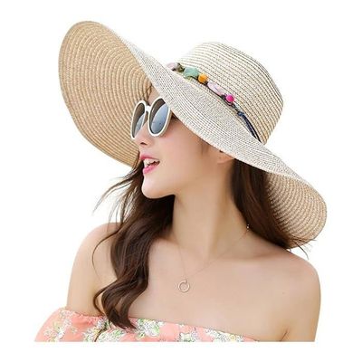 Bamboopack Chapeau D'Été Pliable En Paille Pour Femmes - Chapeau Plage à Large Bord, Idéal Voyages Et Quotidien