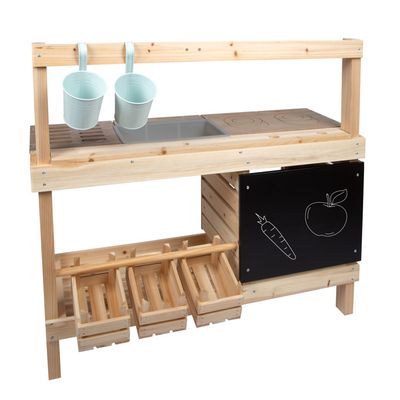 Cuisine de boue pour enfants, 1000 mm, ensemble cuisine en bois avec accessoires, jeu d'épicerie extérieur pour tout-petits, jeu de simulation pour garçons et filles, avec cuisinières et évier | FR