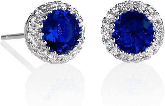 Boucles D'oreilles Diamant De Laboratoire 2 Ct - Halo, Plaqué Or Blanc 14k, Neuf Avec étiquettes