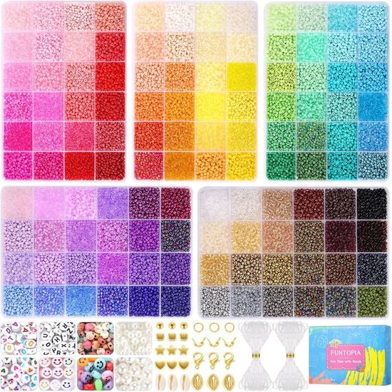 44295pcs 56 Couleurs 2mm Perles de Rocaille,Perles pour Bracelet,Perles pour Bijoux,Kit Bracelet