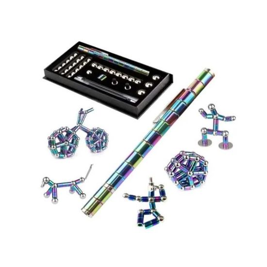 Stylo ?� bille magn?�tique - Fidget Pen - Jouet d?�compressif - 5 mines - 2 t??tes - Mixte 