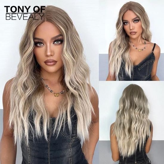 Perruque Femme Brune Foncée à Frange Et Cheveux Ondulés Synthétiques - Style Naturel Et Prêt à Porter