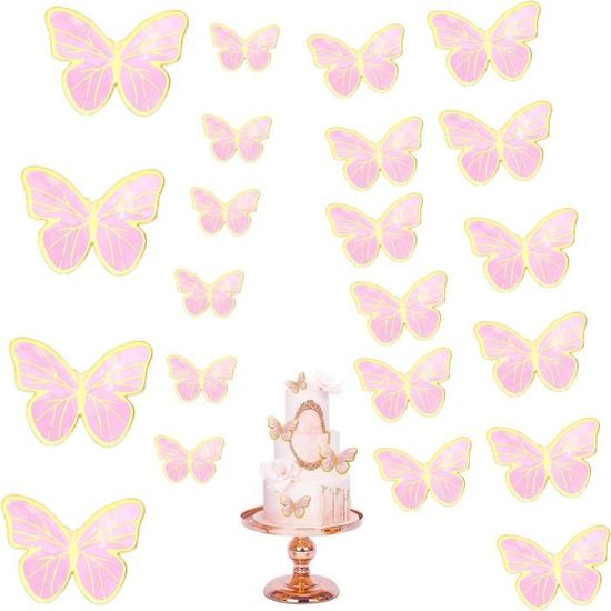 40 Pièces Gâteau Topper de Papillon, VEGCOO Cupcake de Papillon