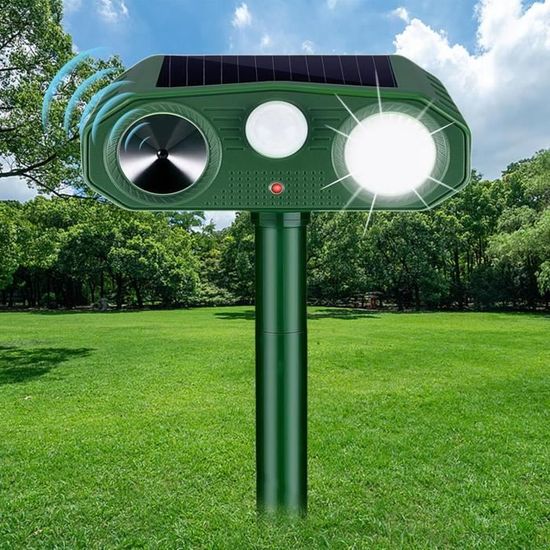 Dissuasif Chat Jardin Répulsif Animaux Solaire à Ultrasons - Anti Chats, Chiens, Rongeurs - Détection 10 M Protection Jardin Extérieur