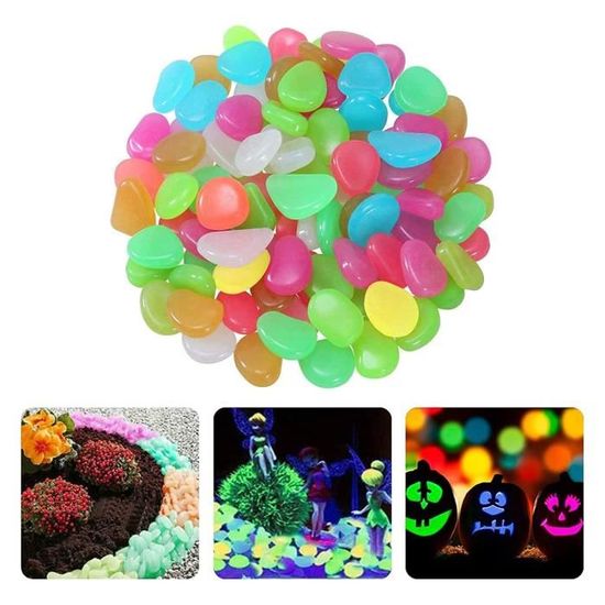 550 Pierres Lumineuses Multicolores - Galets Fluorescents En Résine - Décoration Jardin, Chambre, Balcon, Aquarium - Brillent Dans Le Noir - 3