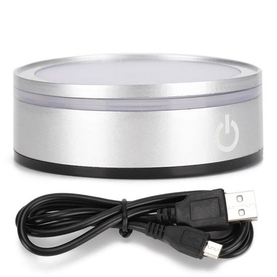 Base LED Rotative Avec Télécommande – Socle Lumineux Multicolore Pour Bijoux, Cristaux 3D Et Statuettes