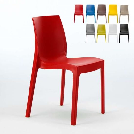 Chaise en polypropylène empilable Salle à Manger café bar Rome Grand Soleil, Couleur: Rouge