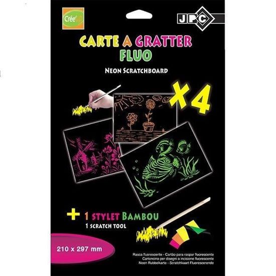 4Pcs Papier à gratter Noir Feuilles à gratter Planches pour Enfants Art