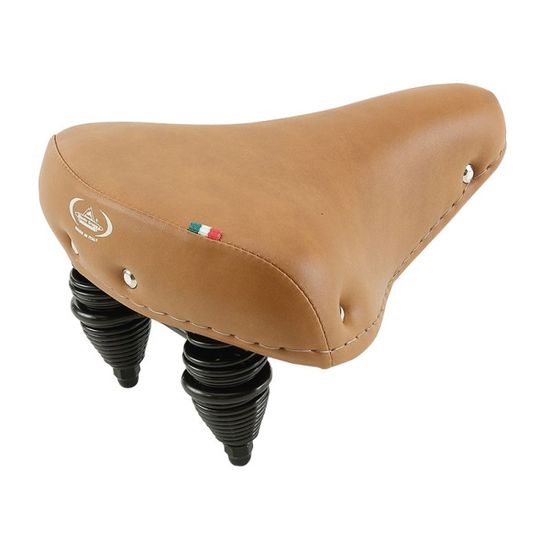 Selle de vélo singlespeed avec ressorts VELO VL6067 cuir marron+rivets