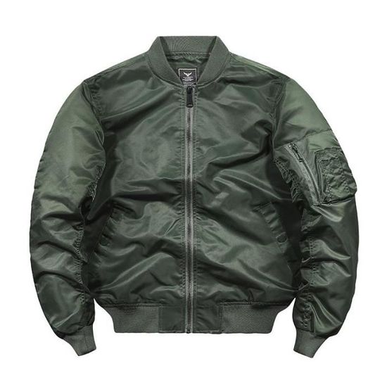 Blouson Bomber Homme Col Montant - Veste Mi-saison Légère Et Décontractée - Poches Zippées, Coupe-vent - Taille Grande Disponible