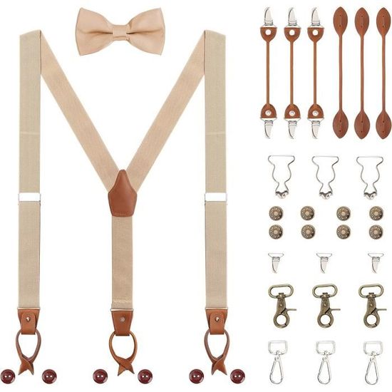 Bretelle Pelle Uomini 3.5cm TikTako - Regolabili Con 6 Clip Marrone