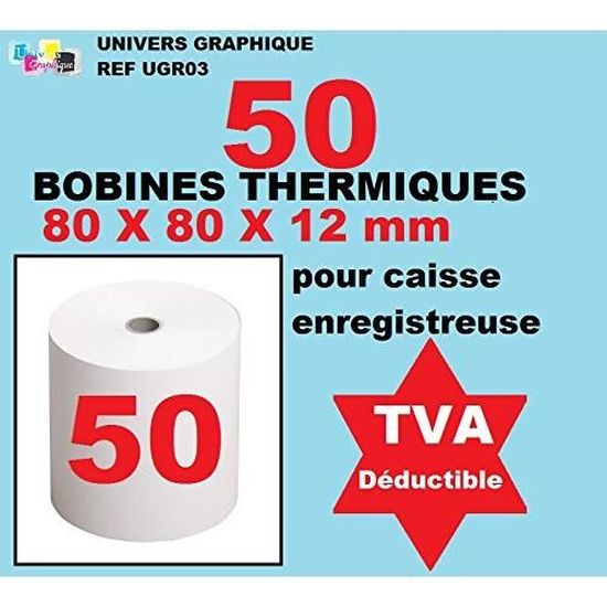 50 mm x 14,6 m Rouleaux papier thermique ticket
