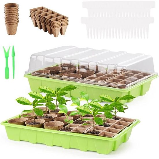 Herefun Lot De 3 Bac à Semis, Plateau De Semis Mini, Serre Pour Semis Plateau, Bac Pour Mini