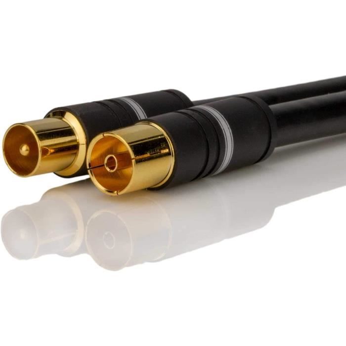 2m Cable Antenne TV Coaxial l Connecteurs Male Femelle Plaqués Or l