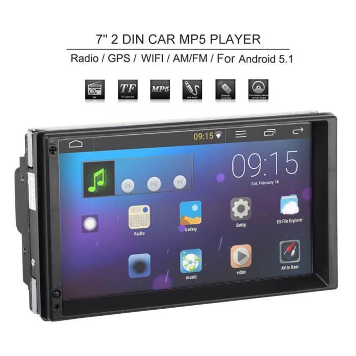 ARAMOX Lecteur MP5 de voiture Voiture 7' 2 Din pour Android 10.0 Radio Stéréo Lecteur MP5 avec Navigation GPS Multimédia BT WIFI