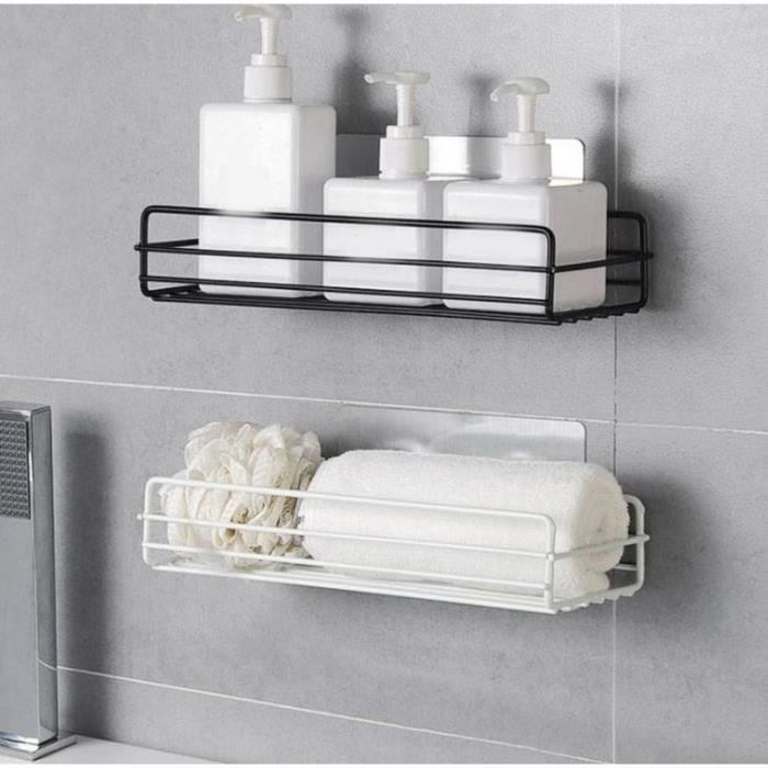 Jetcco Étagère de salle de bain Punch gratuit Support de rangement mural Panier à linge Support de stockage de gel douche blanc