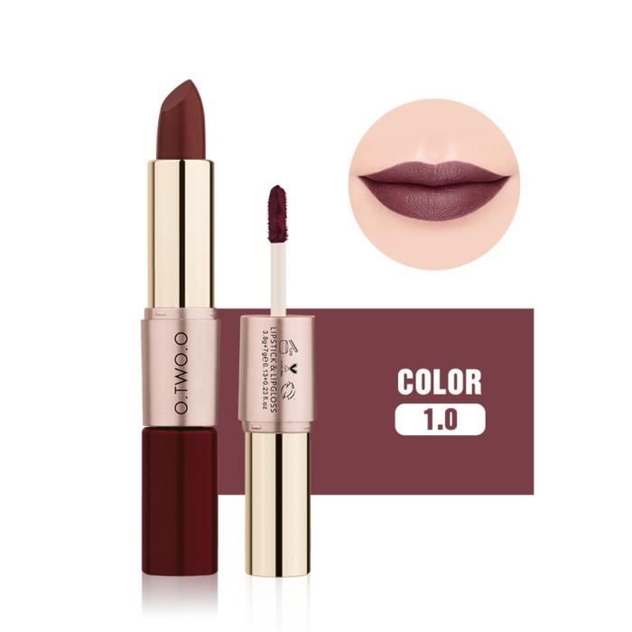 Femmes 2 en 1 Velvet Matte Lipstick Lip Gloss Double-End Makeup 12 couleurs@9