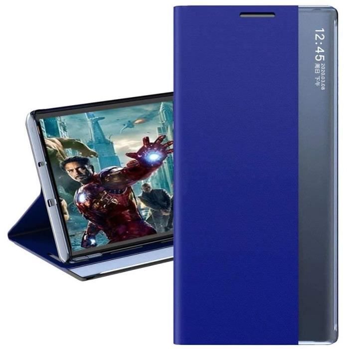Coque Compatible Samsung Galaxy S20 FE 5G Case Housse Support à Rabat Clear View Cover Flip Case Antichoc Portable Charge Fil-Bleu