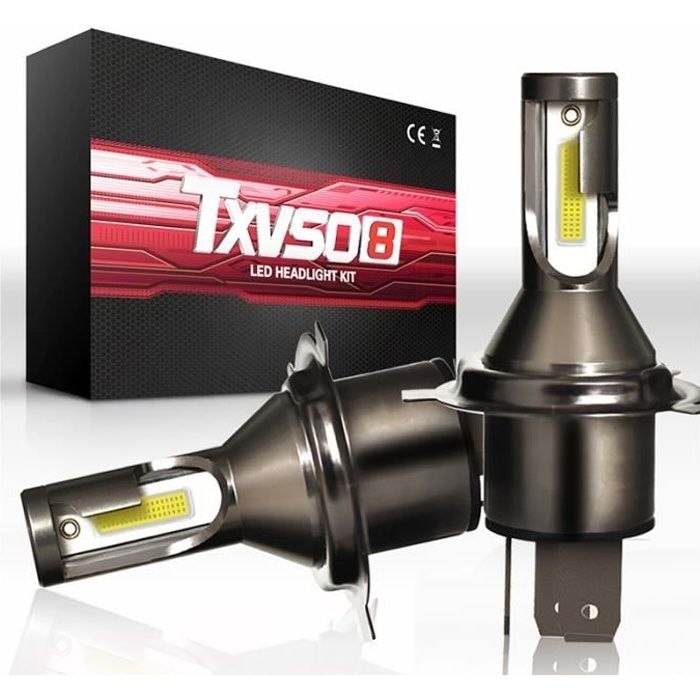 CSP M4-H4 6400LM LED Kit de conversion voiture phare faisceau ampoule lampe conduite 6000K H4-H-L(2 pièces)