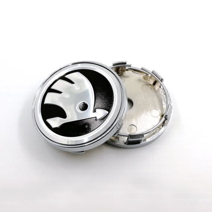 4pcs x 60mm Roues modifiées Skoda Logo Jante Cache Moyeu Centre De Roue Piqûres Emblème Pour Skoda Volkswagen