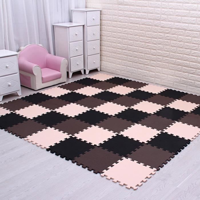 Tapis d'éveil,Mei qi cool bébé EVA mousse jeu Puzzle tapis pour enfants imbriqué exercice - Type black coffee beige-24 pieces