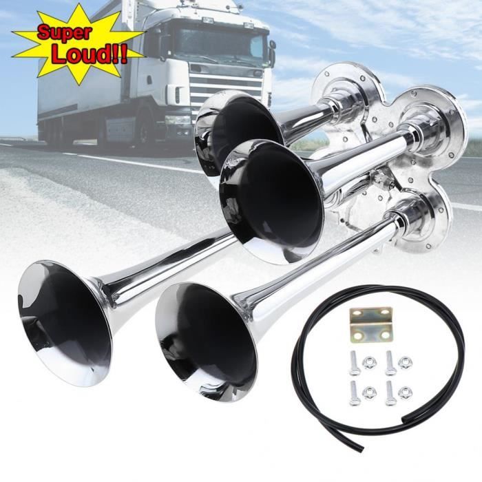 Klaxon d'air très fort à quatre trompes 12V - 24V 150dB | Véhicule de voiture, camion Train bus de bateau