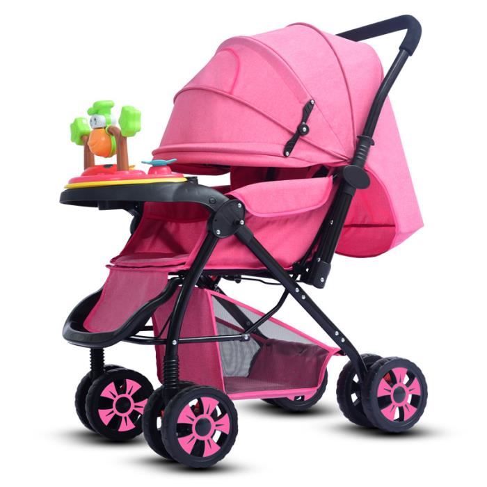 Poussette citadine bébé bidirectionnel pliable Haute-Vue Boîte à musique s'asseoir s'allonger cadeaux tous les saisons Rose